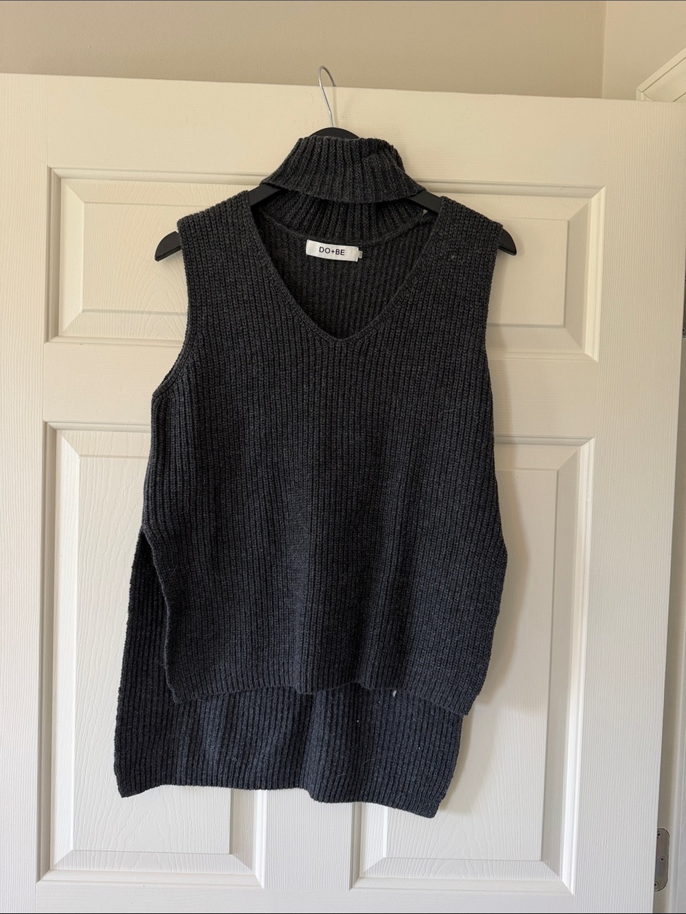 DO+BE Charcoal Ribbed V-Neck Sweater Vest